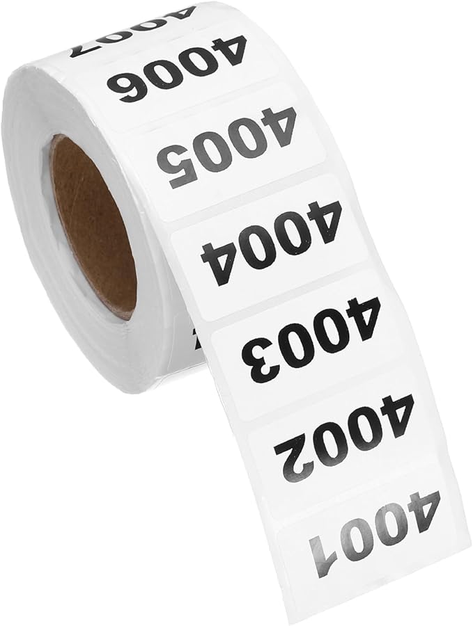 PATIKIL 0.8 x 1.6 Inch Inventory Number Sticker, 1 Roll 4001 to 5000 by PATIKIL