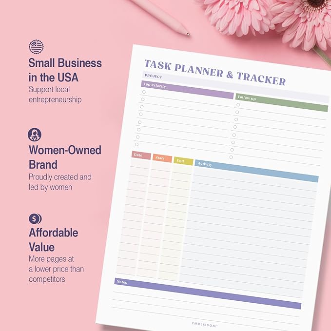 Task Planner & Tracker 8.5 x 11 Tear-Off 70 Sheet Planner Pad – Project - Image 8