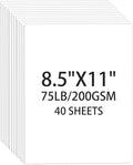 White Cardstock 8.5 X 11, 40 Sheets Card Stock, 75lb/ 200gsm Copy Paper by Ciphyfee