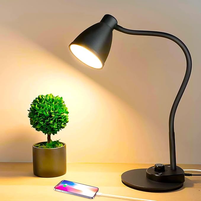 BOHON LED Desk Lamp with USB Charging Port 3 Color Modes Dimmable Reading Light by BOHON