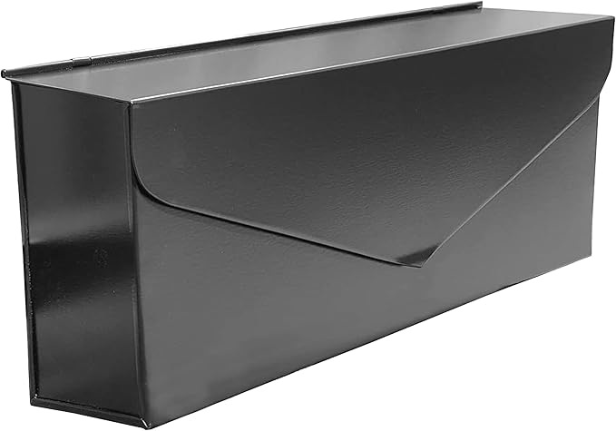 NACH Black Envelope Wall Mount Mailbox, Rust Resistant Metal Mailbox, Mailboxes by NACH