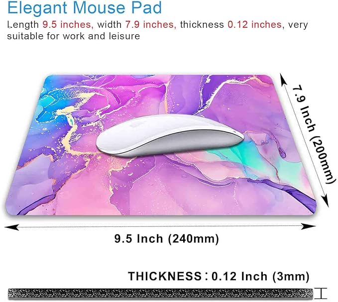 IMAYONDIA Purple Pink Blue Marble Mouse Pad, Liquid Gold Paint Marble Mouse Pads - Image 2