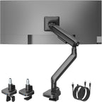 monTEK Single Monitor Arm with USB, Mechanical Spring Monitor Arm