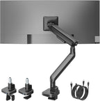 monTEK Single Monitor Arm with USB, Mechanical Spring Monitor Arm by monTEK