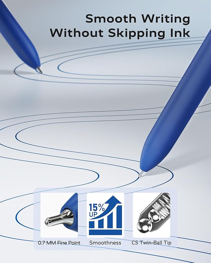 STAGEEK Blue Gel Pens, Fine Point Retractable Smooth Writing Pens - Image 3
