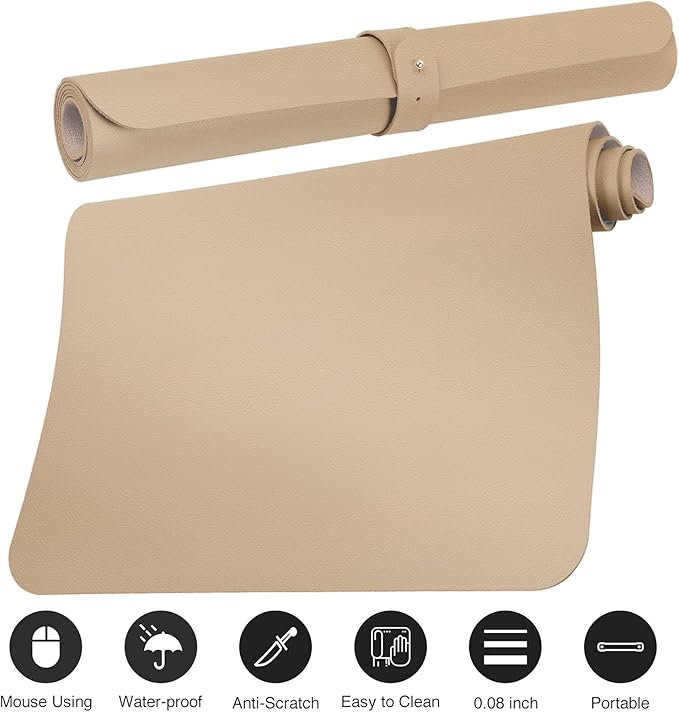 Boutilon Leather Desk Pad Protector, Non-Slip Mouse Pad, Laptop Desk Pad - Image 3