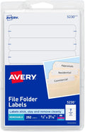 Avery File Folder Labels on 4" x 6" Sheets, Removable Adhesive, White, 2/3" x 3-7/16", 252 Labels (5230)