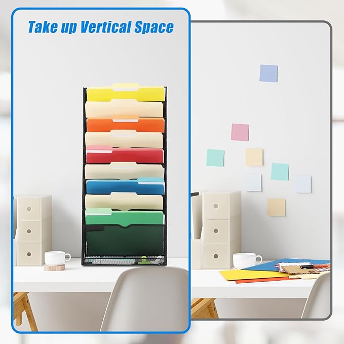 EASEPRES Desk File Organizer Mesh 11-Tier, Hanging Wall Mount Document - Image 2