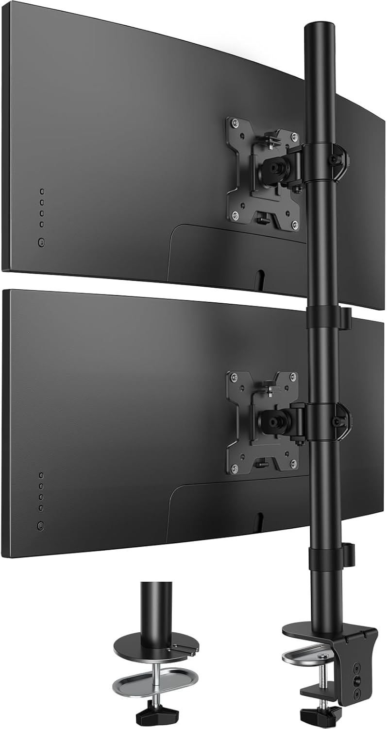 huanuo vertical dual monitor mount, stacked monitor stand, main product view