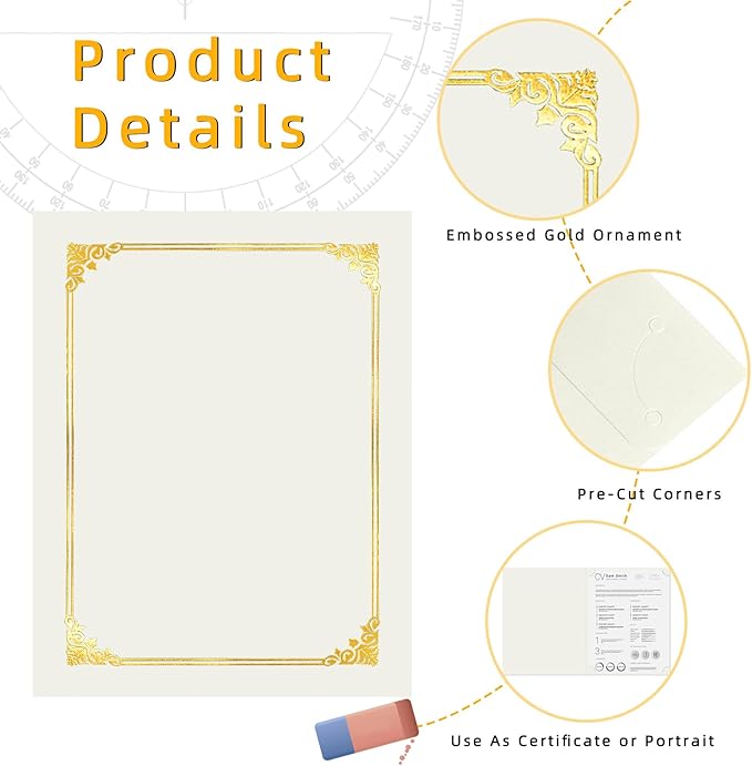 HAUTOCO 50 Packs Certificate Holders, Cream Color Diploma Folders Certificate - Image 3
