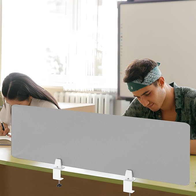 Desk Divider 4 Pcs Desk Privacy Panel 47.2''L x 15.8W'' Office Partitions Grey - Image 6