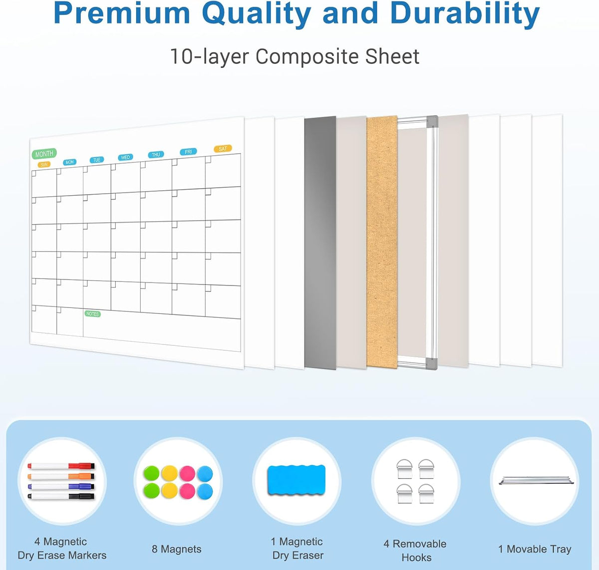 Monthly Calendar Whiteboard 36x24 Dry Erase Magnetic Double-Sided Wall