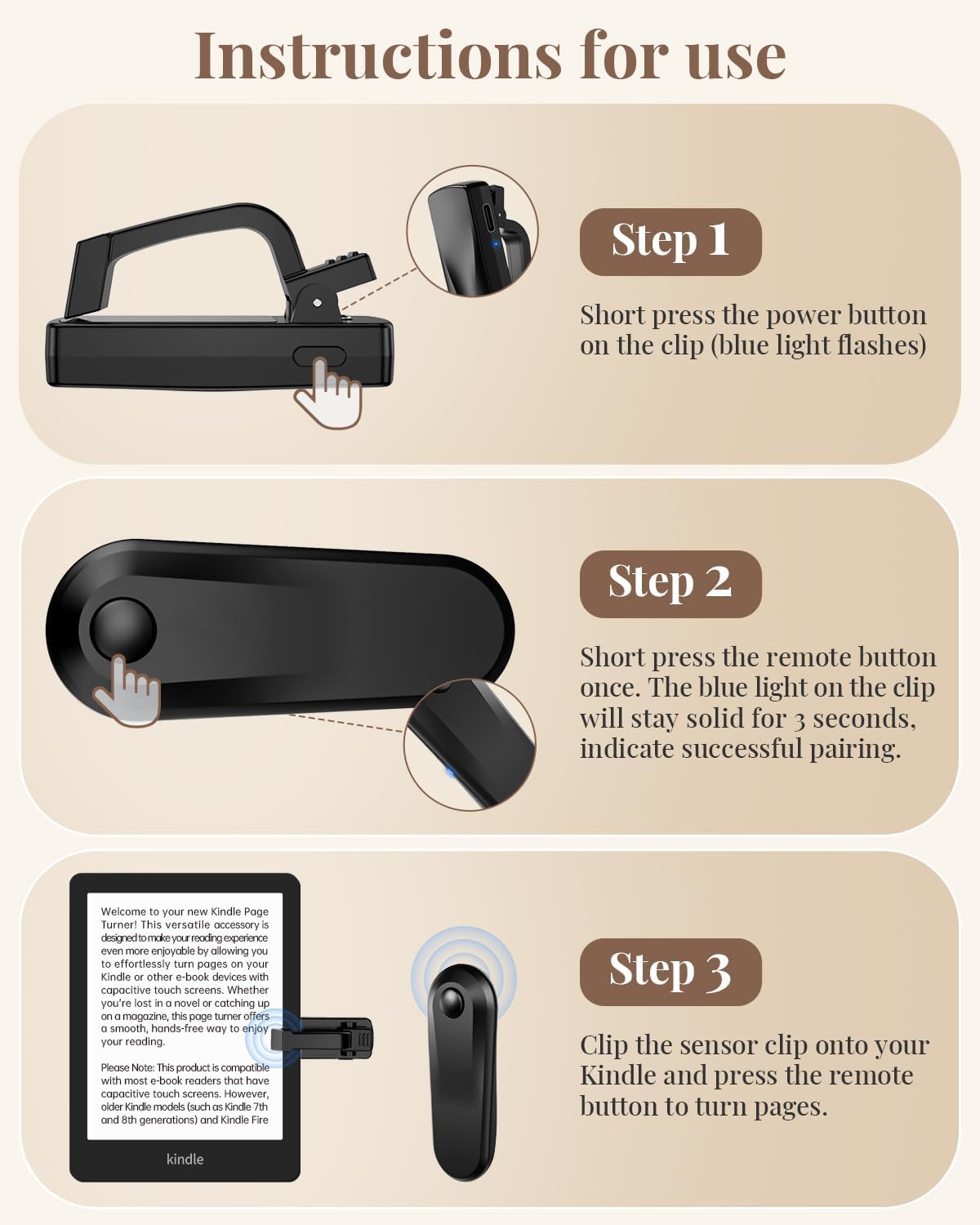 Kindle Pillow Stand with Remote Page Turner, Holder for 4.7–11 in Devices