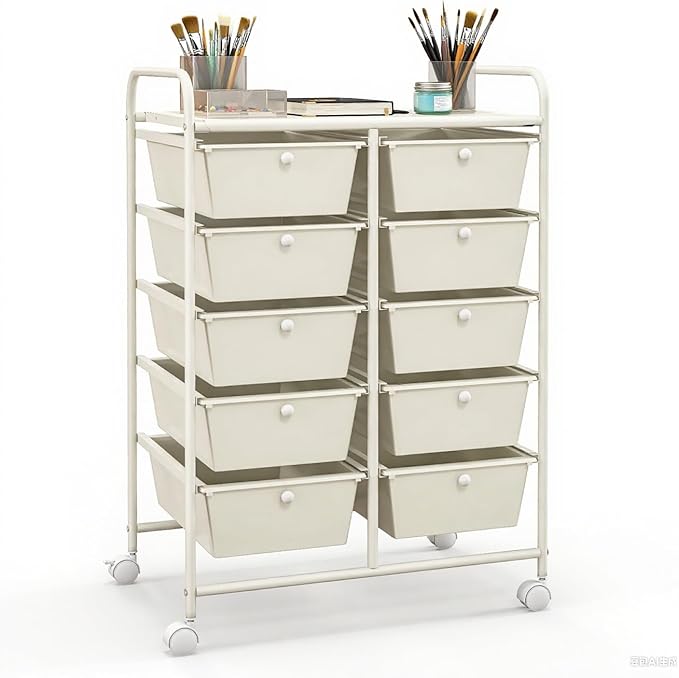 GLACER 10 Drawer Rolling Cart, Storage Cart by GLACERGrowupinhappiness