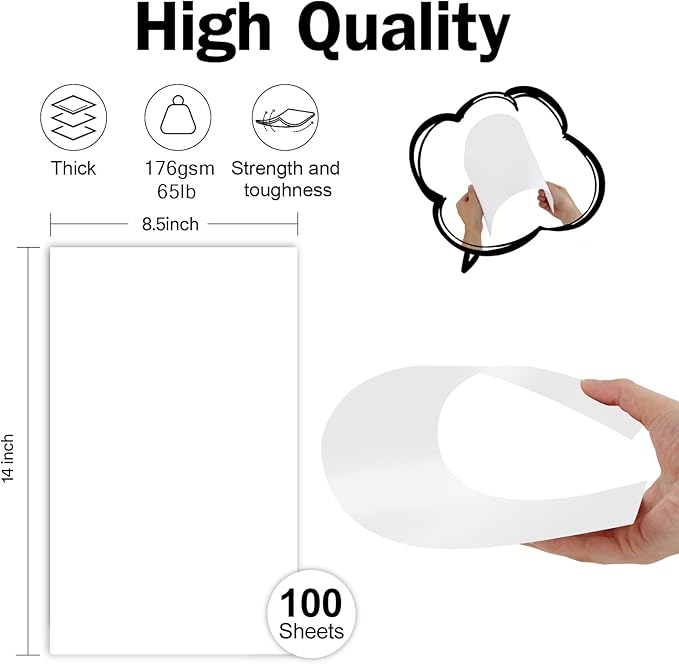 White Cardstock 8.5x14 Thick Paper 100 Sheets, Goefun 65lb Heavyweight Legal - Image 2