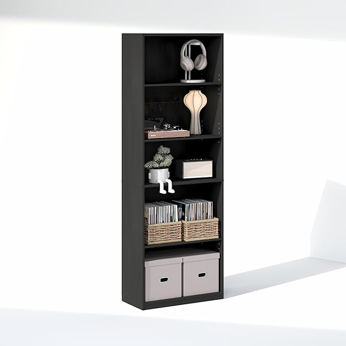 Furinno GEHRY DVD Shelf, 5-Tier CD Rack, Media Shelf by Furinno-FitsYourSpaceFitsYourBudget