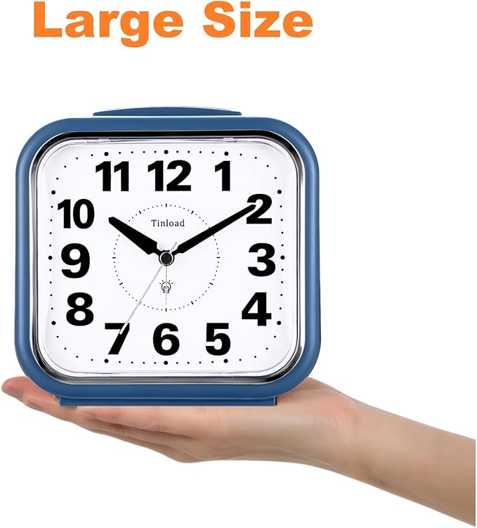 Tinload 5.5" Large No Ticking Analog Alarm Clock, Silent Readable - Image 2
