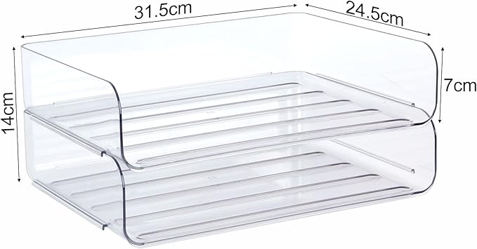 Zyners 2 Pack Stackable Desk Letter Paper Tray, A4 Clear Plastic Desk File - Image 2