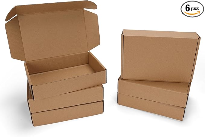 PHAREGE 9x6x2 inch Shipping Boxes 6 Pack Brown, Tab Lock Tuck Top Mailer Boxes by PHAREGE