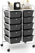 HAPPYGRILL 10-Drawer Rolling Storage Cart, Storage Organizer Cart by HAPPYGRILL