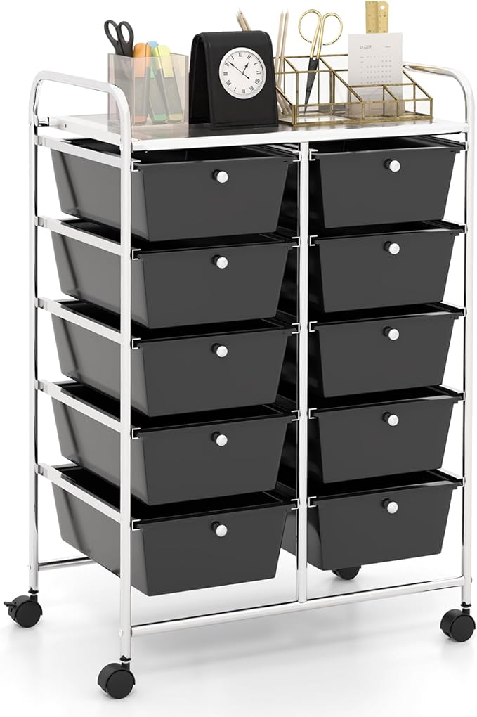 HAPPYGRILL 10-Drawer Rolling Storage Cart, Storage Organizer Cart by HAPPYGRILL