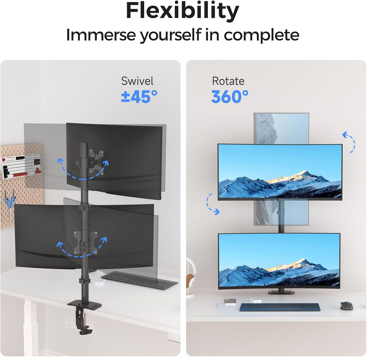 Suptek Dual LED LCD Monitor Stand up Desk Mount for 2 / Two Screens up to 32 ...
