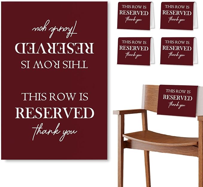 ChissNook Reserved Seating Chair Signs, This Row Is Reserved Pew Cloths Seating by Unknown
