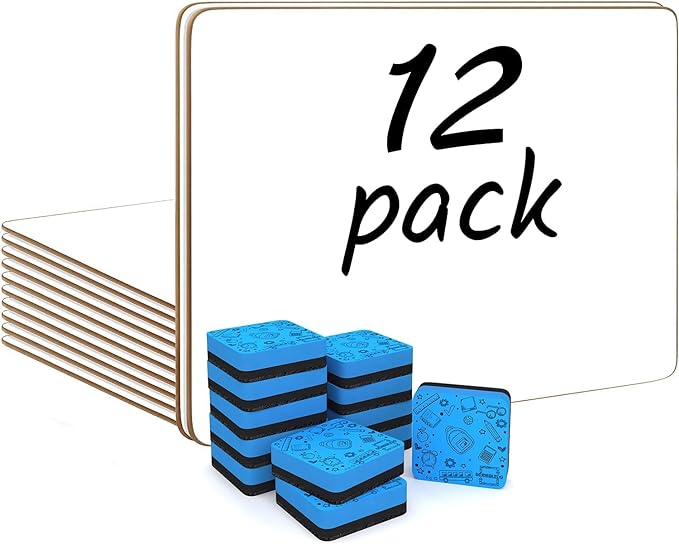 Scribbledo 12 Small White Board Dry Erase Boards Classroom Pack Mini White by Scribbledo