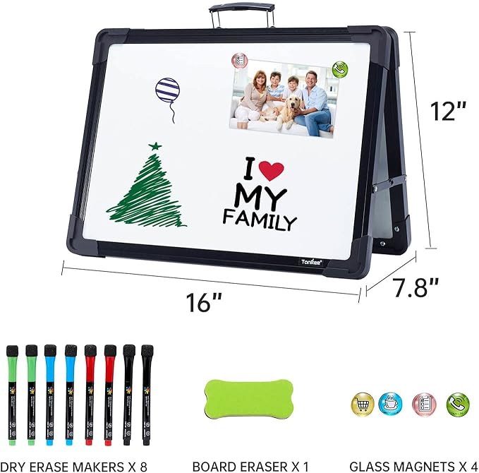 Small Dry Erase White Board – TANKEE Magnetic Desktop Foldable Whiteboard - Image 6