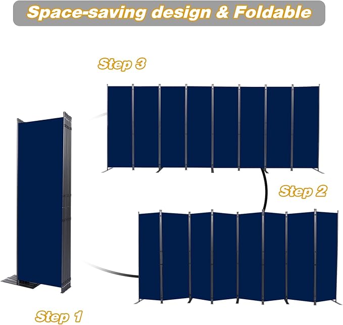 CHOSENM Room Divider, 8 Panel Folding Privacy Screens - Image 5