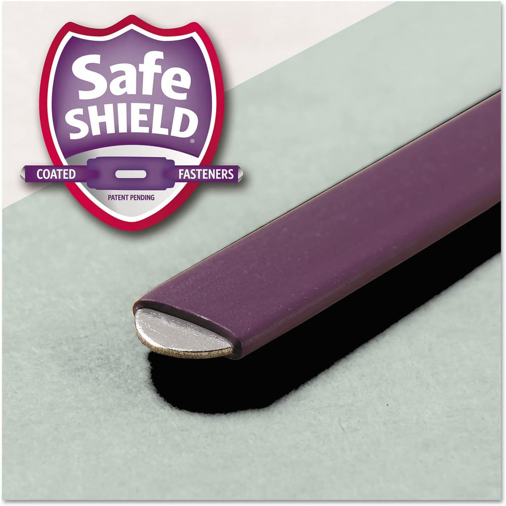 Smead Pressboard Fastener File Folder with SafeSHIELD, 1/3 Cut Tab, 51 Mm Expansion, Letter Size, Gray, Green, 25 Count, 14934