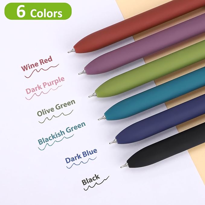 FIOVER Colored Pens, 6 Pack Colorful Gel Pens, Quick-Dry 0.7mm Medium Point - Image 4