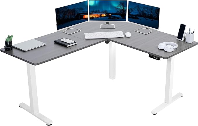 VIVO Electric Corner 63 x 55 inch L-Shaped Standing Desk, Memory Height by VIVO