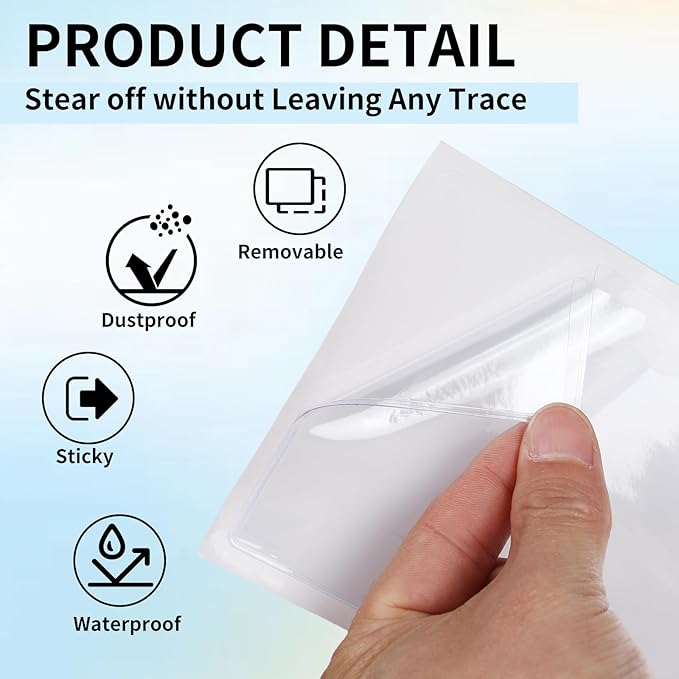 zandfelo 50 Pack 4'' x 6'' Clear Adhesive Index Card Pockets, PVC Labels Holders - Image 6