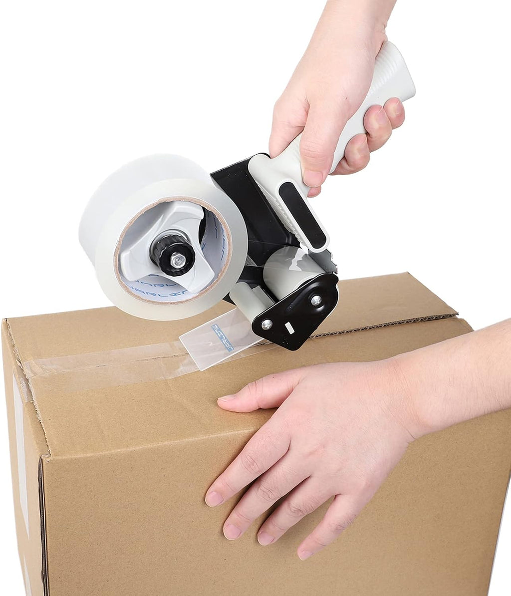 JARLINK 2 Pack Packing Tape Dispenser Gun | 2in Side Loading Lightweight Industrial Dispenser, Includes 2 Tape Rolls for Shipping, Moving and Box Sealing
