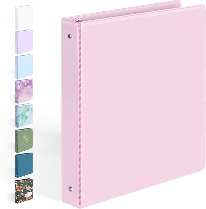 BinderX Extra Durable 3 Ring Binder, Round Rings 1 Inch Binder, Fits 175 Sheets by Sooez