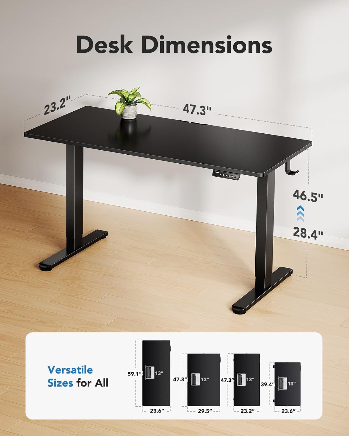 HUANUO Electric Standing Desk, Whole Piece Desktop, Adjustable Height Compute...