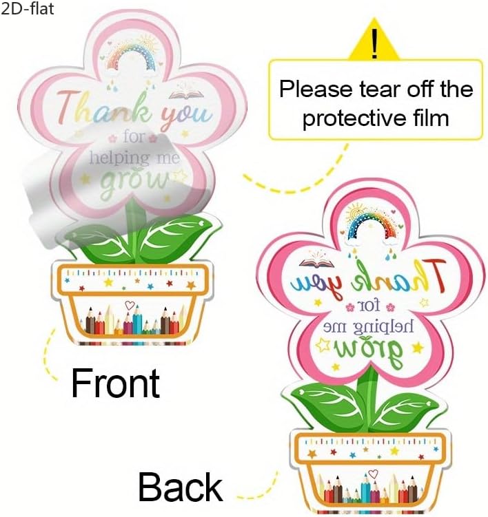 1pc Colorful Flower Acrylic Teacher Gift Sign, Freestanding Desk Decor, Thank You Keepsake for Classroom & Home