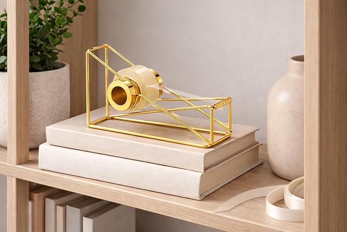 Gold Desktop Tape Dispenser Metal Wire Tape Holder - Image 5