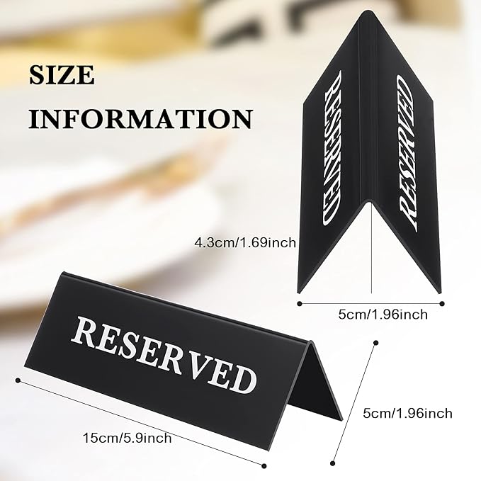6 Pieces Plastic Reserved Table Sign Table Tent Wedding Guest Reservation Seat - Image 2