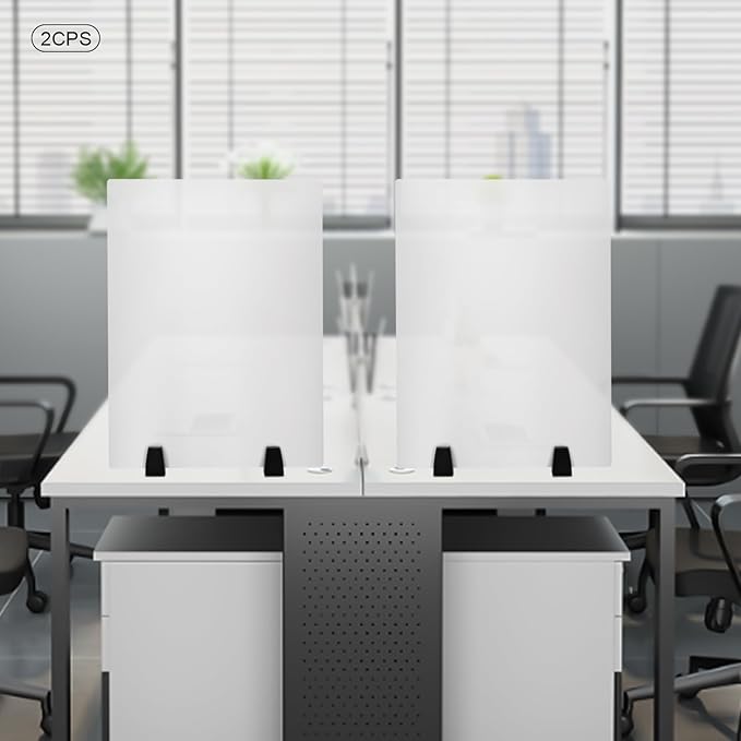 2 Packs Dual Frosted Plexiglass Desk Privacy Panels, 24 x 18 Inch Acrylic - Image 2
