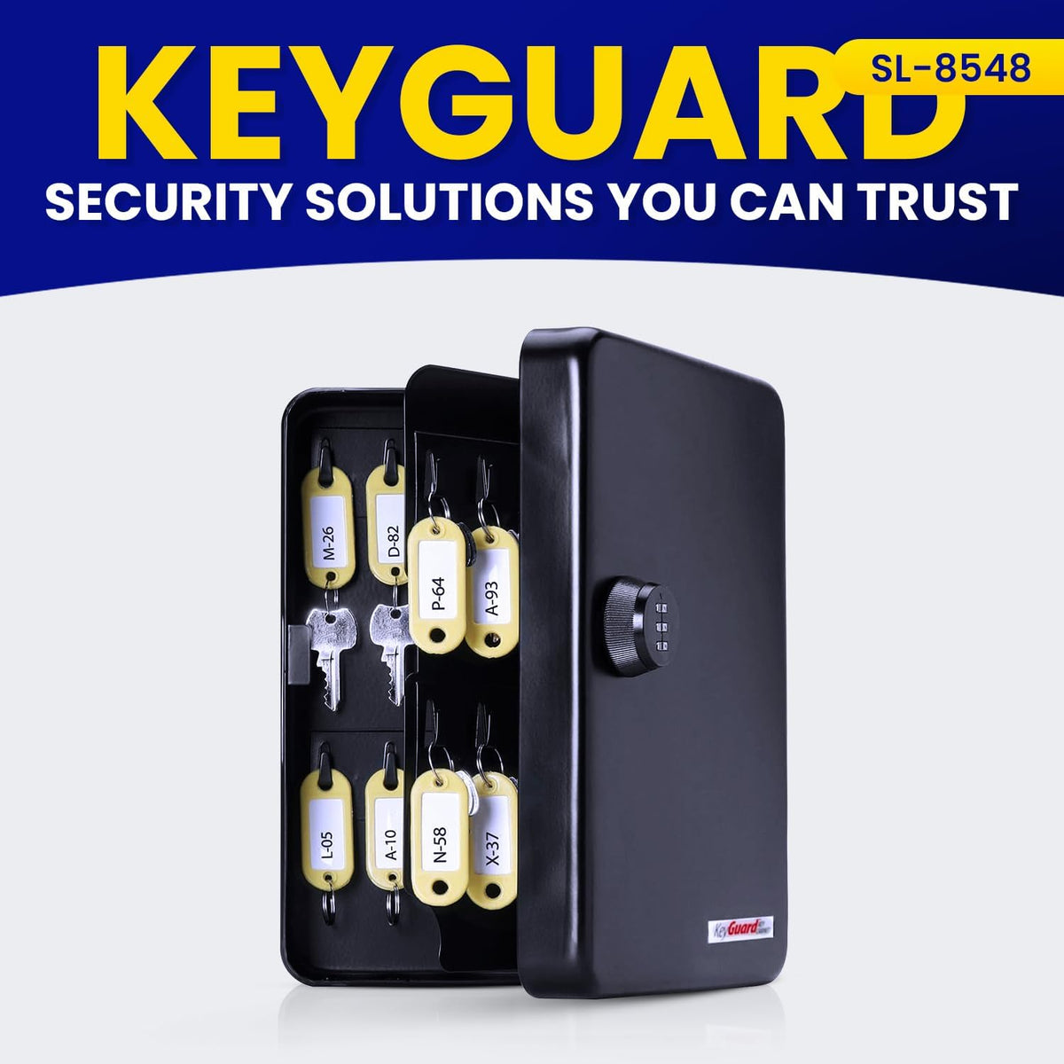 KeyGuard SL-8548 Combination Key Cabinet, 48 Hook, Black Finish
