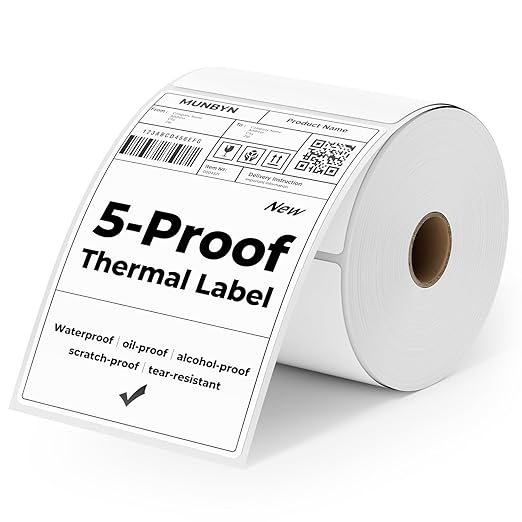 MUNBYN 4"x6" Direct Thermal Shipping Labels, Durable Waterproof, Scratch-Proof by MUNBYN