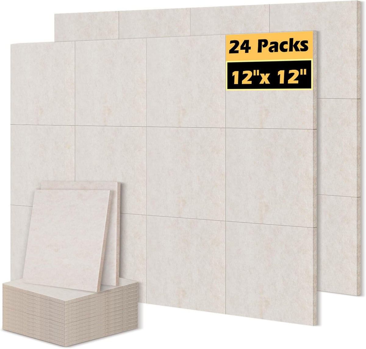 DOLLAR BOSS Felt Cork Board Tiles, 24 Pcs 12" x 12" Bulletin Board,...