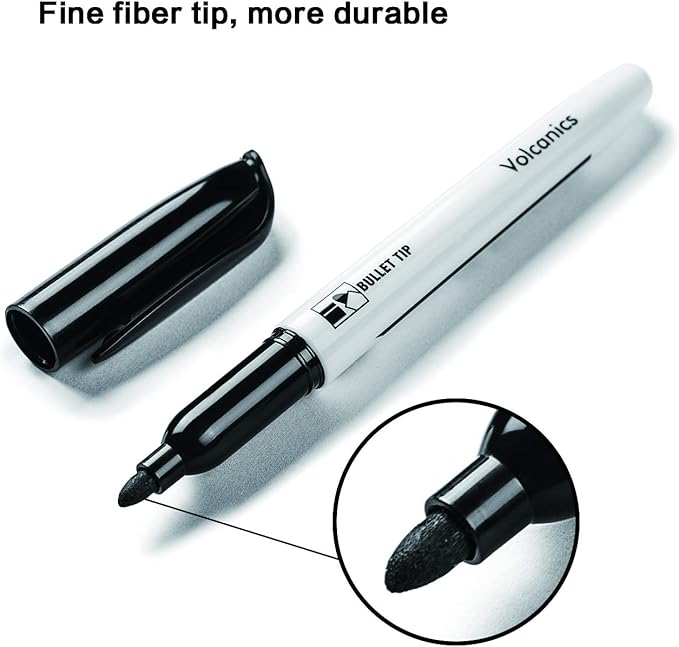 Volcanics Black Dry Erase Markers Low Odor Fine Whiteboard Markers Thin Box of - Image 4