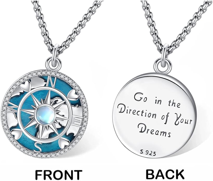 Compass Necklace for Women Men 925 Sterling Silver Pendant Urn Necklaces for - Image 6
