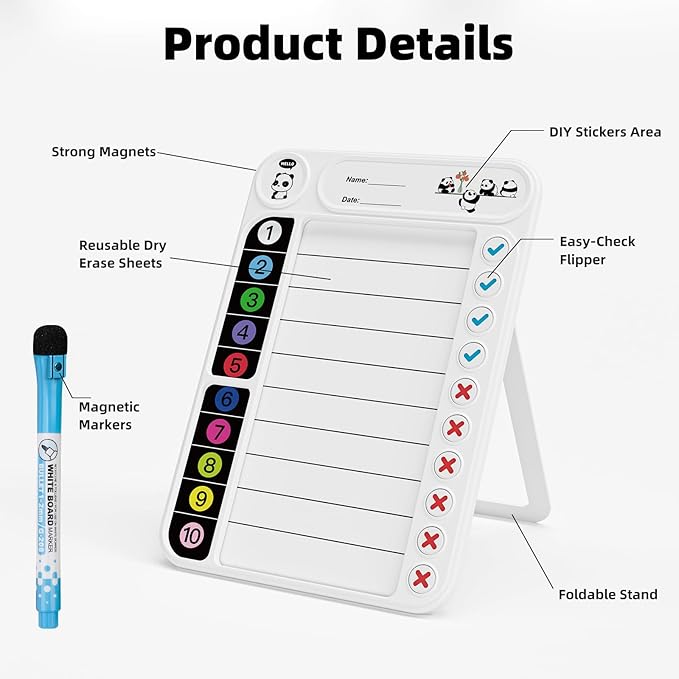 2-Pack Magnetic Chore Chart for Kids, ADHD Task Tracker Easy-Check Routine Dry - Image 3