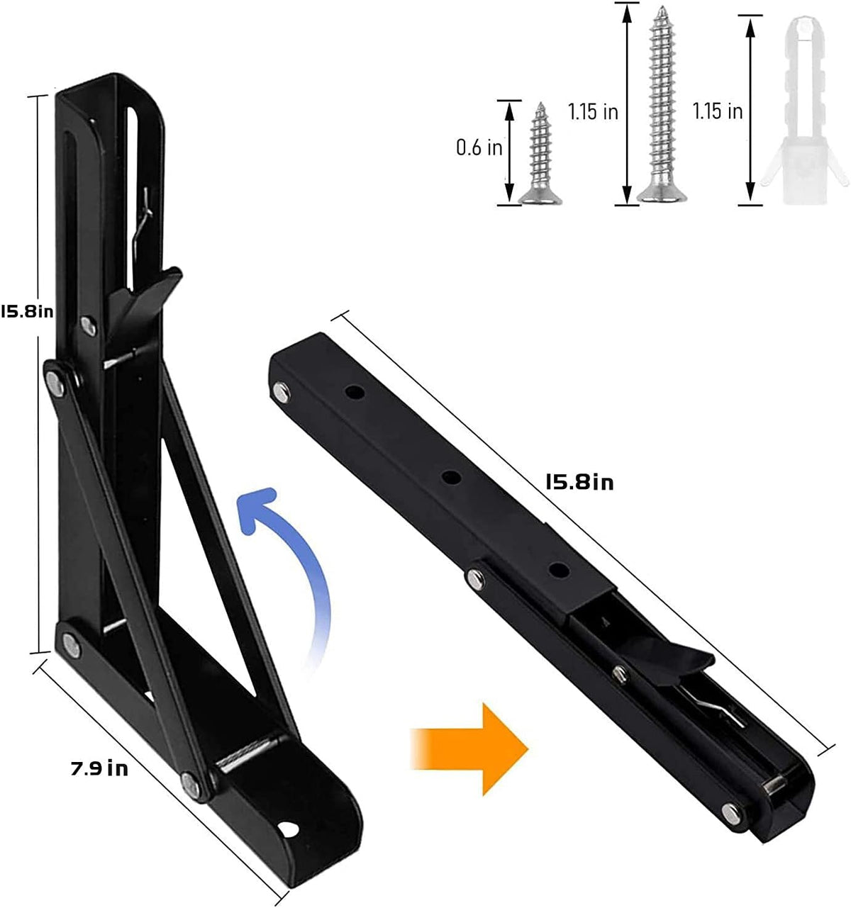 Folding Shelf Brackets - 16 Inch 4 Pcs Heavy Duty Metal Collapsible Shelf Bra...
