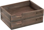 MyGift Set of 2 Vintage Distressed Finish Brown Wood Stackable Office Desktop - Image 3