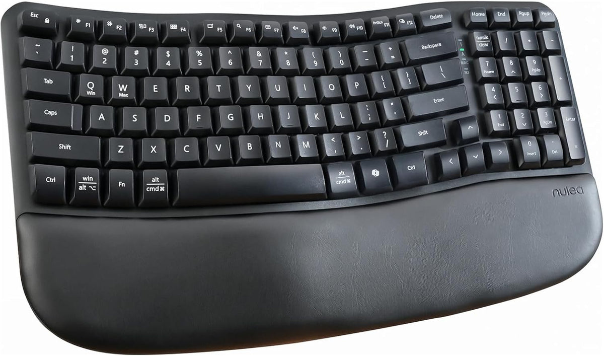 Nulea Wave Keys Ergonomic Keyboard Wireless with Cushioned Palm Rest